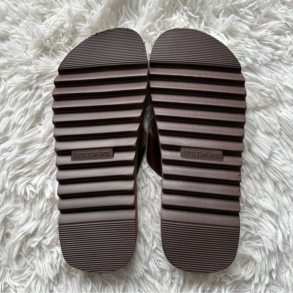 Oncai Mens Flip Flops Dark Brown New With Tags Size 11.5 - Picture 6 of 7